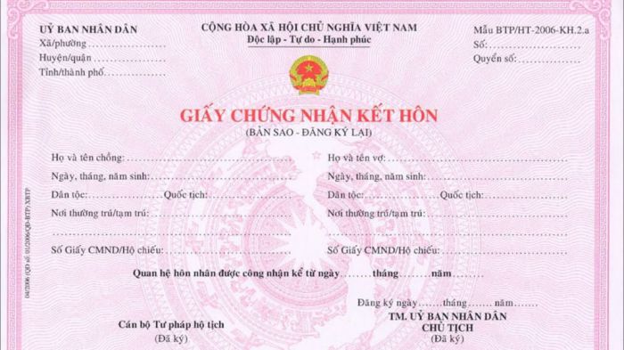 giấy chứng nhận kết hôn